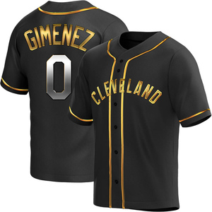 Men's Andres Gimenez Cleveland Guardians Replica Black Golden Alternate Jersey