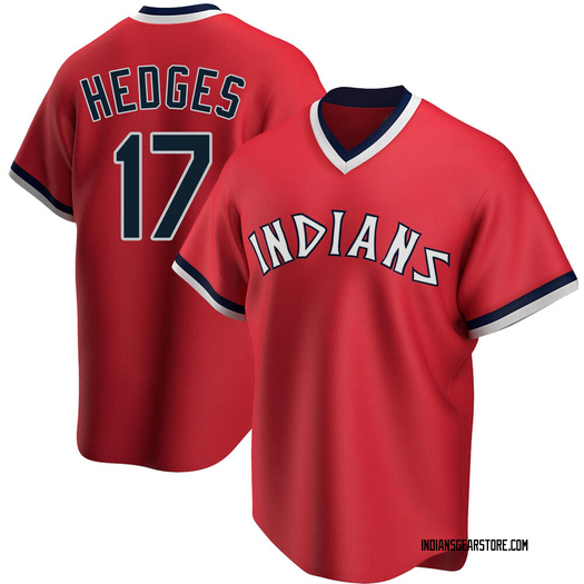 Men's Austin Hedges Cleveland Guardians Replica Red Road Cooperstown Collection Jersey